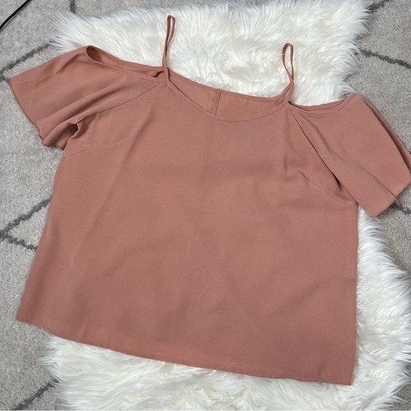 Shein Pink Solid Cold Shoulder Blouse - Picture 5 of 11